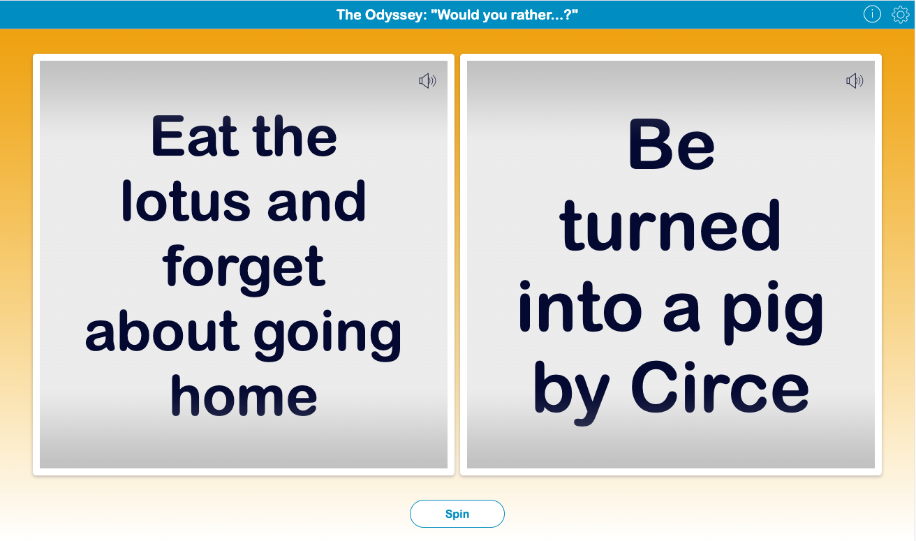The Odyssey Would You Rather discussion game
