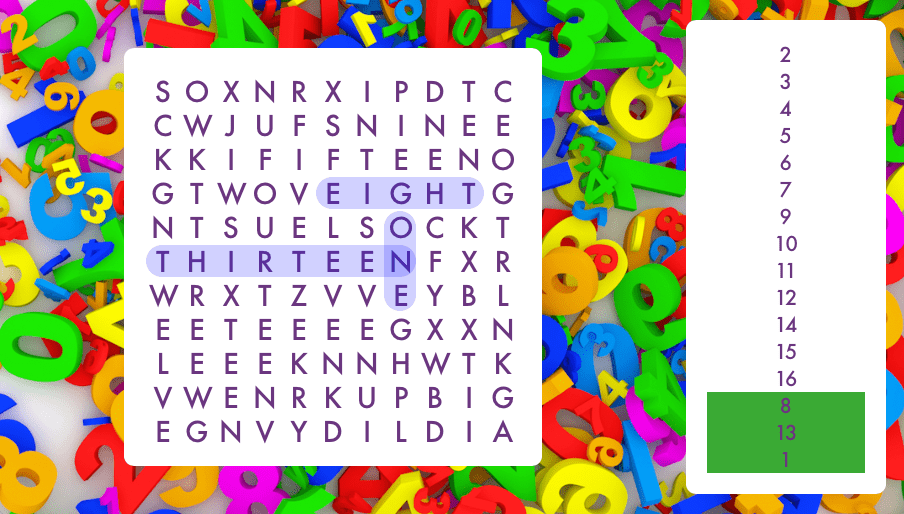 Word Search Puzzles for kids - Numbers