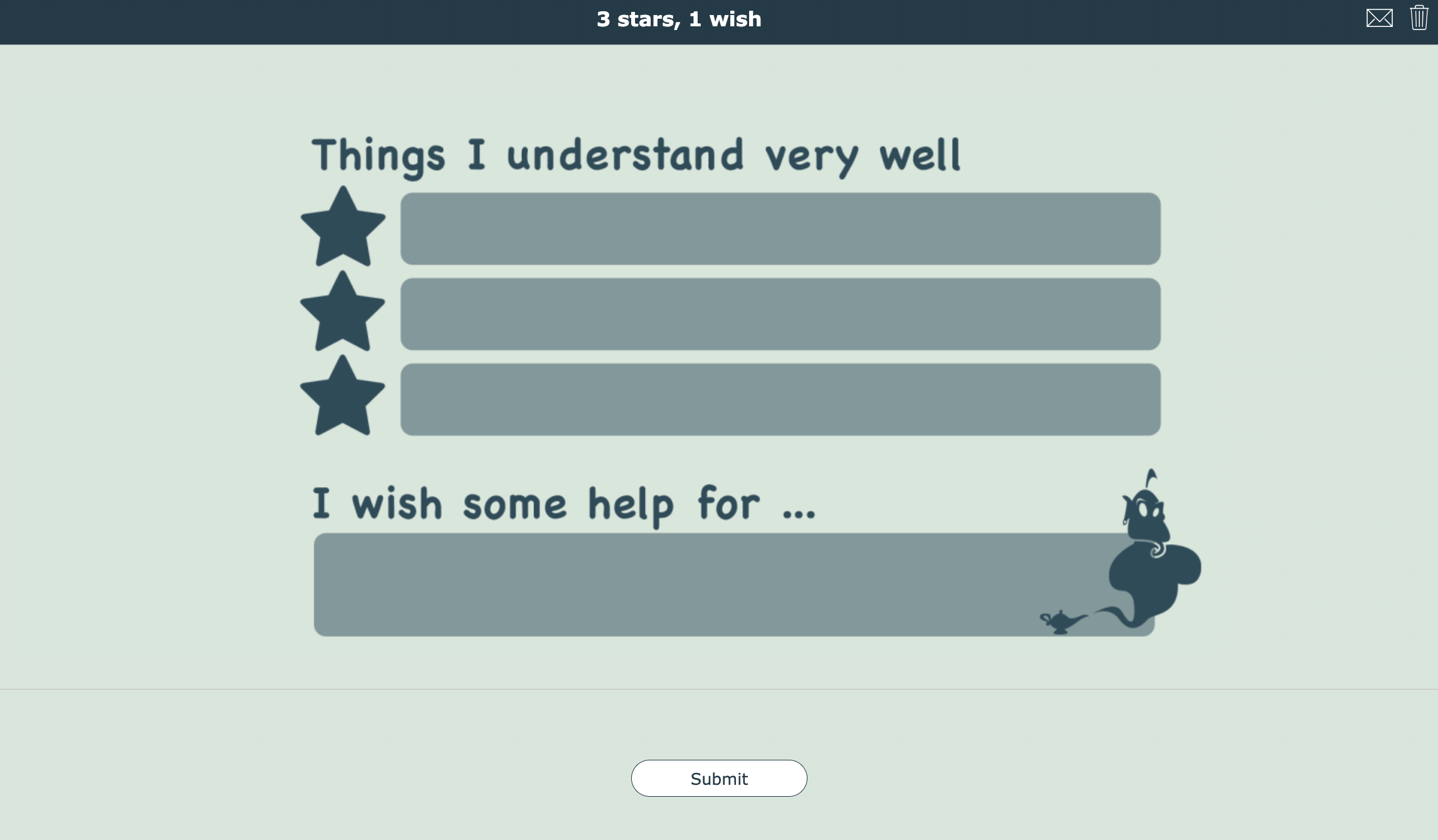 Three starts and a wish - digital exit ticket