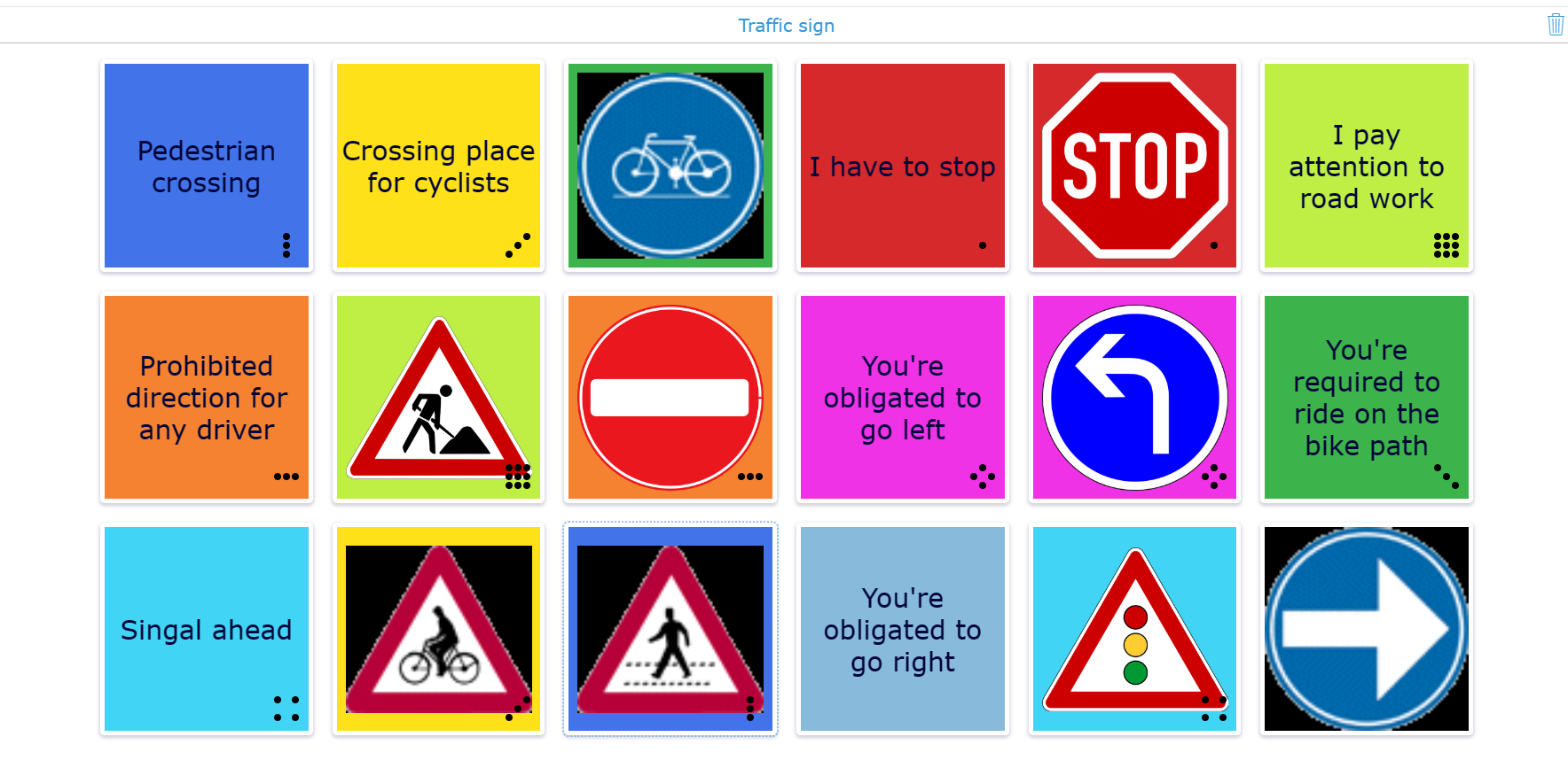 excercise traffic signs