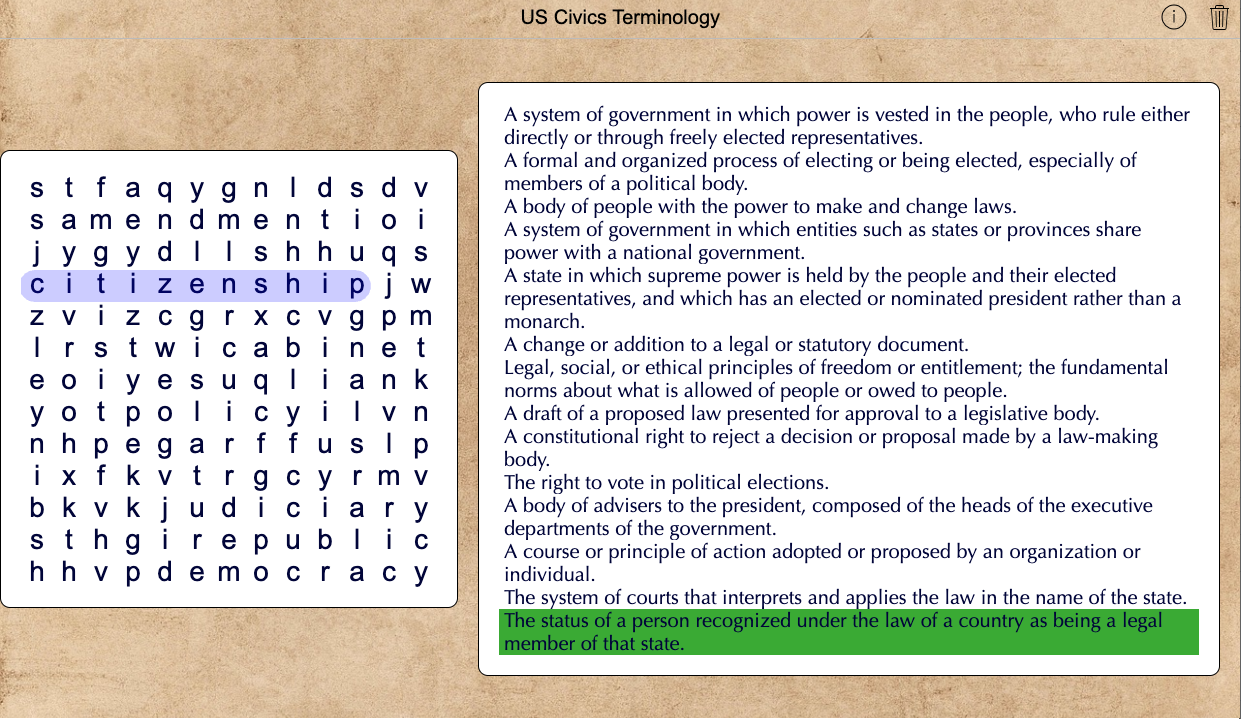 civics word search