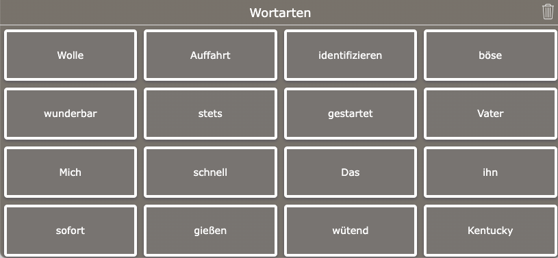 Wortklassen-Bingo