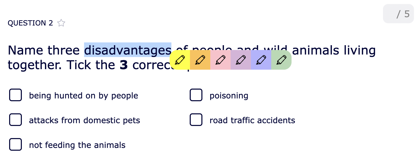 Text highlighting for students in BookWidgets