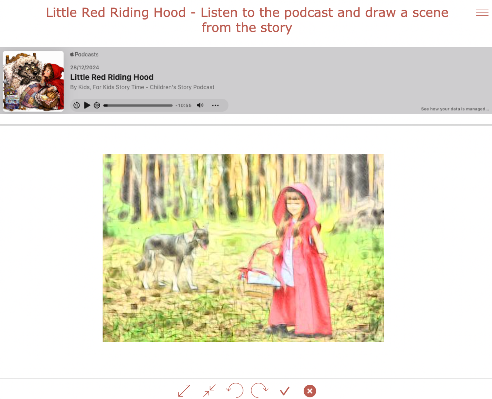 podcast listening comprehension activity - Little Red Riding Hood