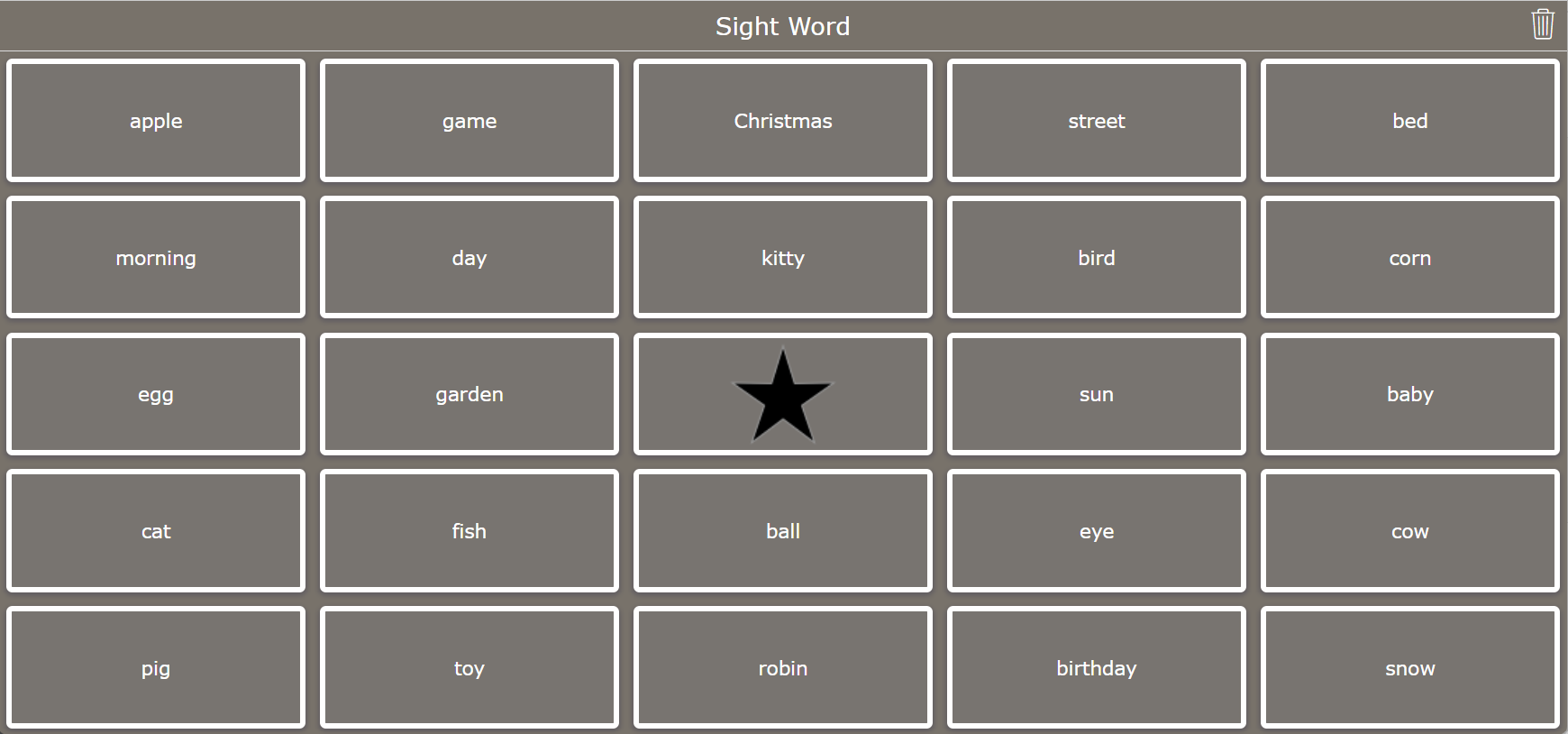 language game: bingo