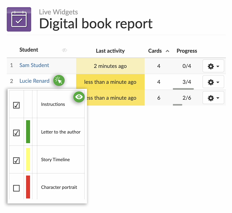 Planner widget - Live widgets dashboard bookwidgets
