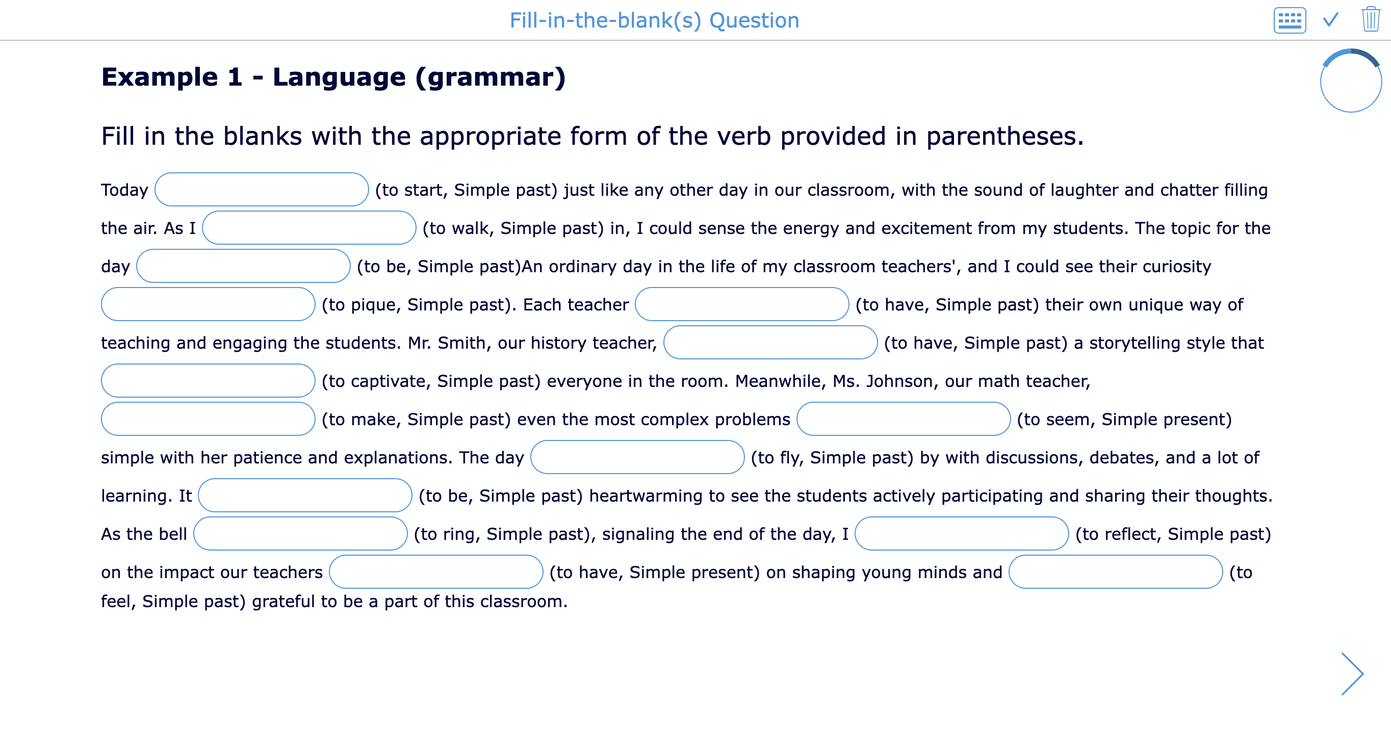 Open the ready-to-use BookWidgets quiz with Fill in the blanks question examples