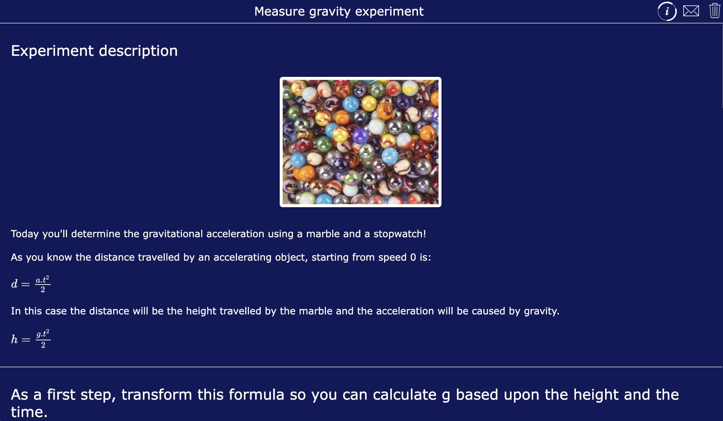 STEM physics digital activity - Measure gravity experiment