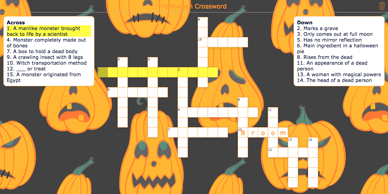 Halloween crossword