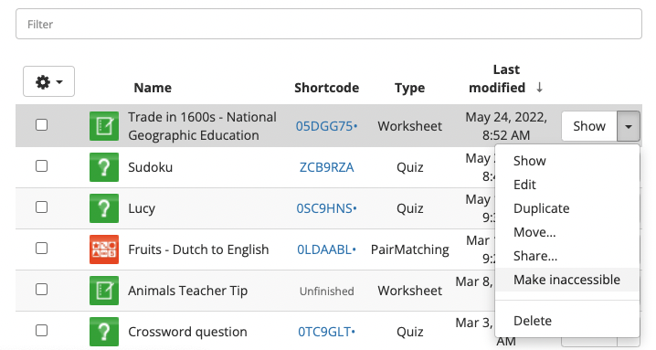 make widgets inaccessible in BookWidgets