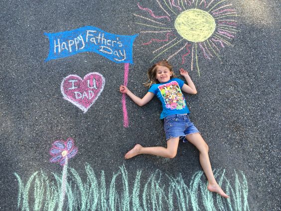 father's day chalk art card 