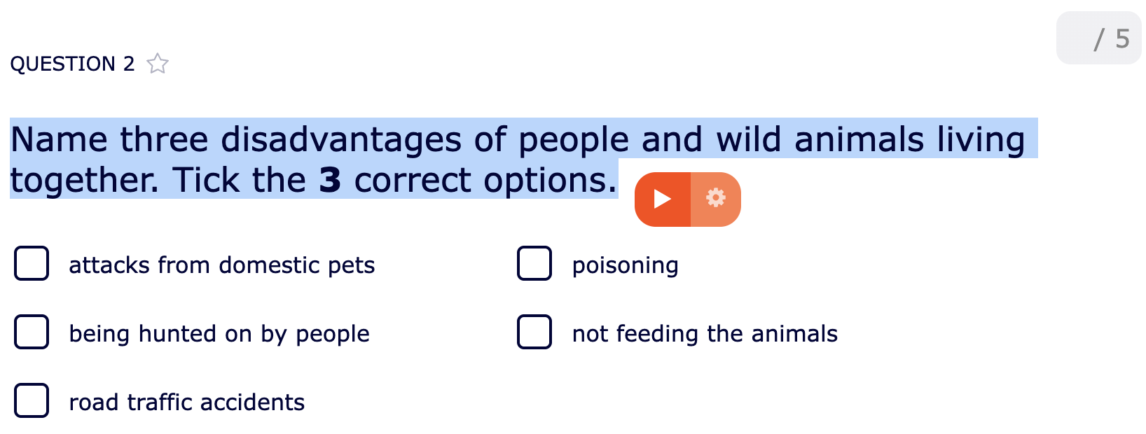 Text selection and text to speech in BookWidgets