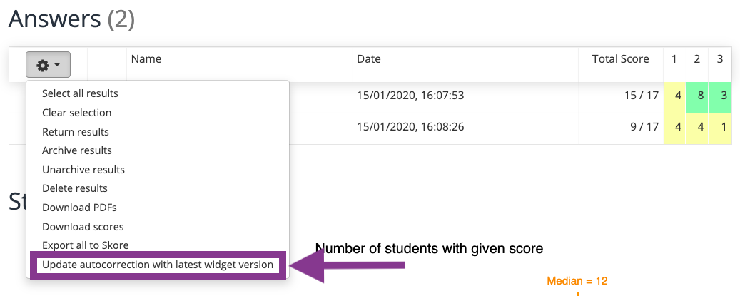 Updating autocorrection in BookWidgets tests