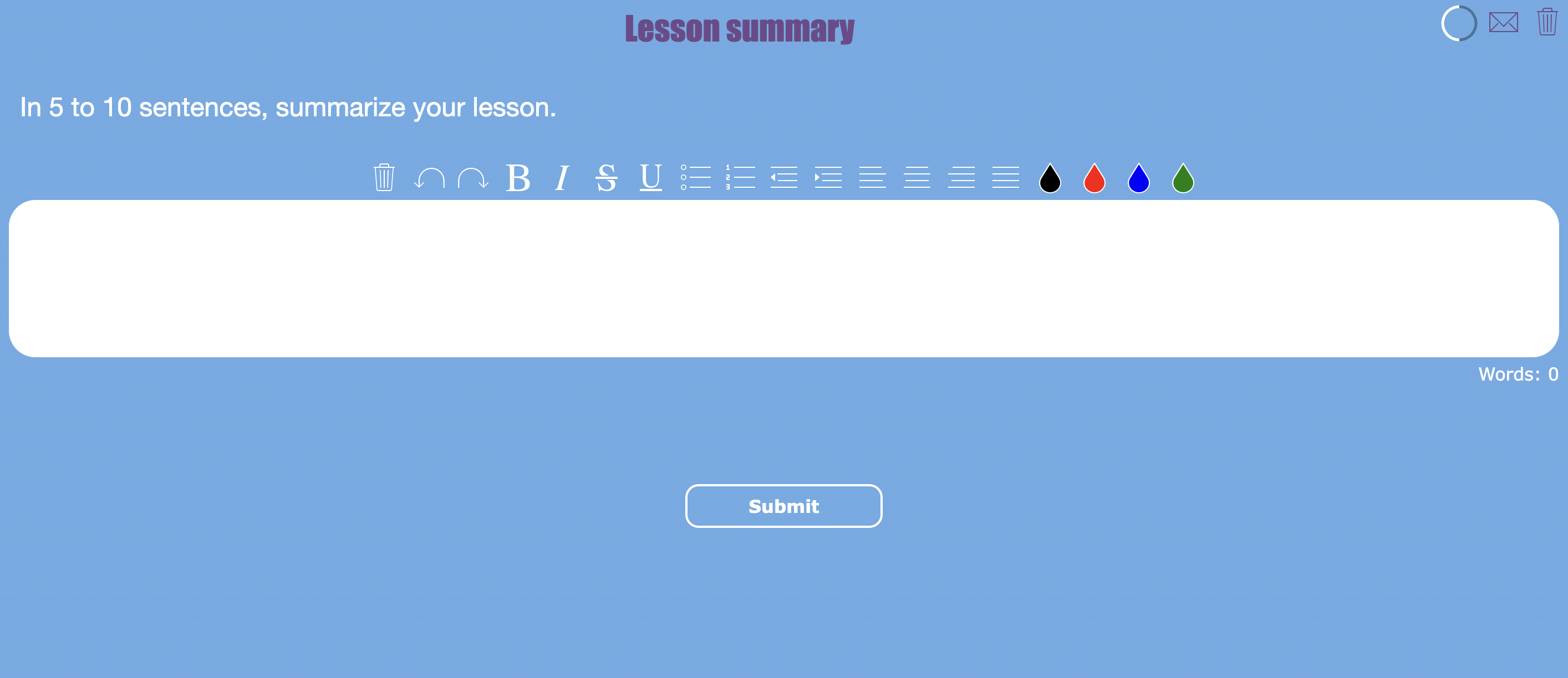 BookWidgets digital exit ticket - Lesson summary