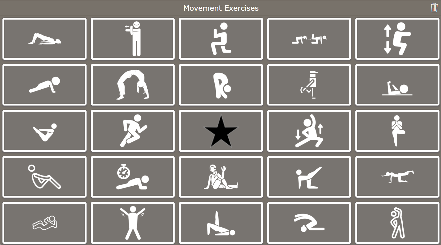 Movement Exercises Bingo