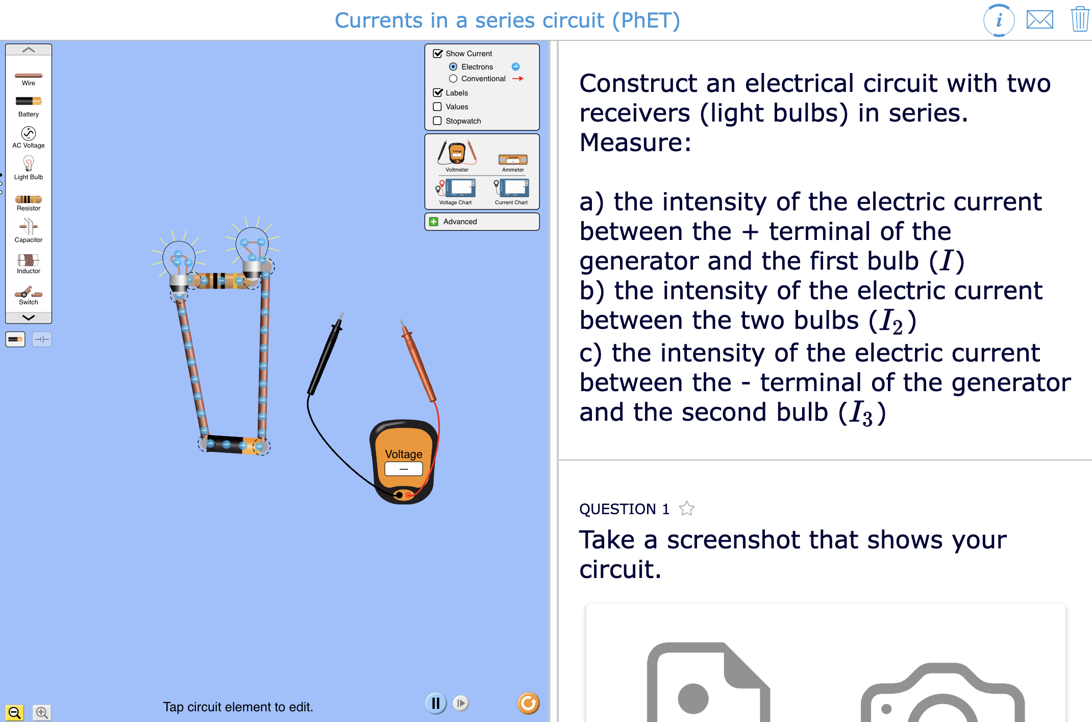 STEM physics digital activity - Currents in a series