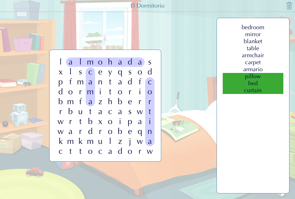 Language Word Search Puzzle - El Dormitorio