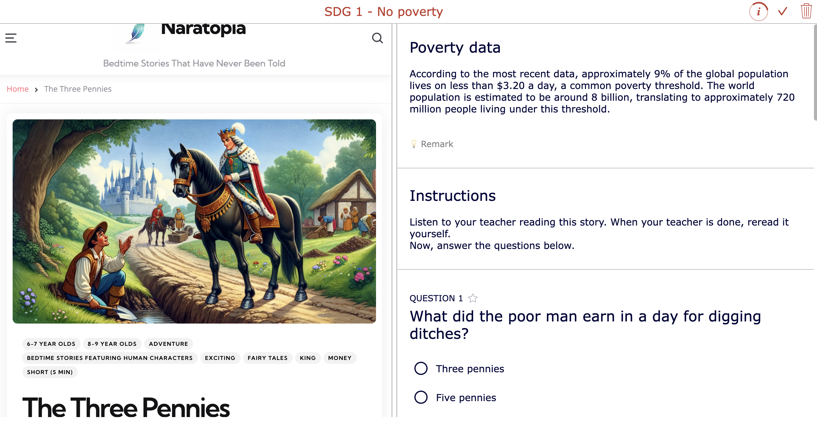 Comprehensive Listening & Reading Activity SDG 1 No poverty