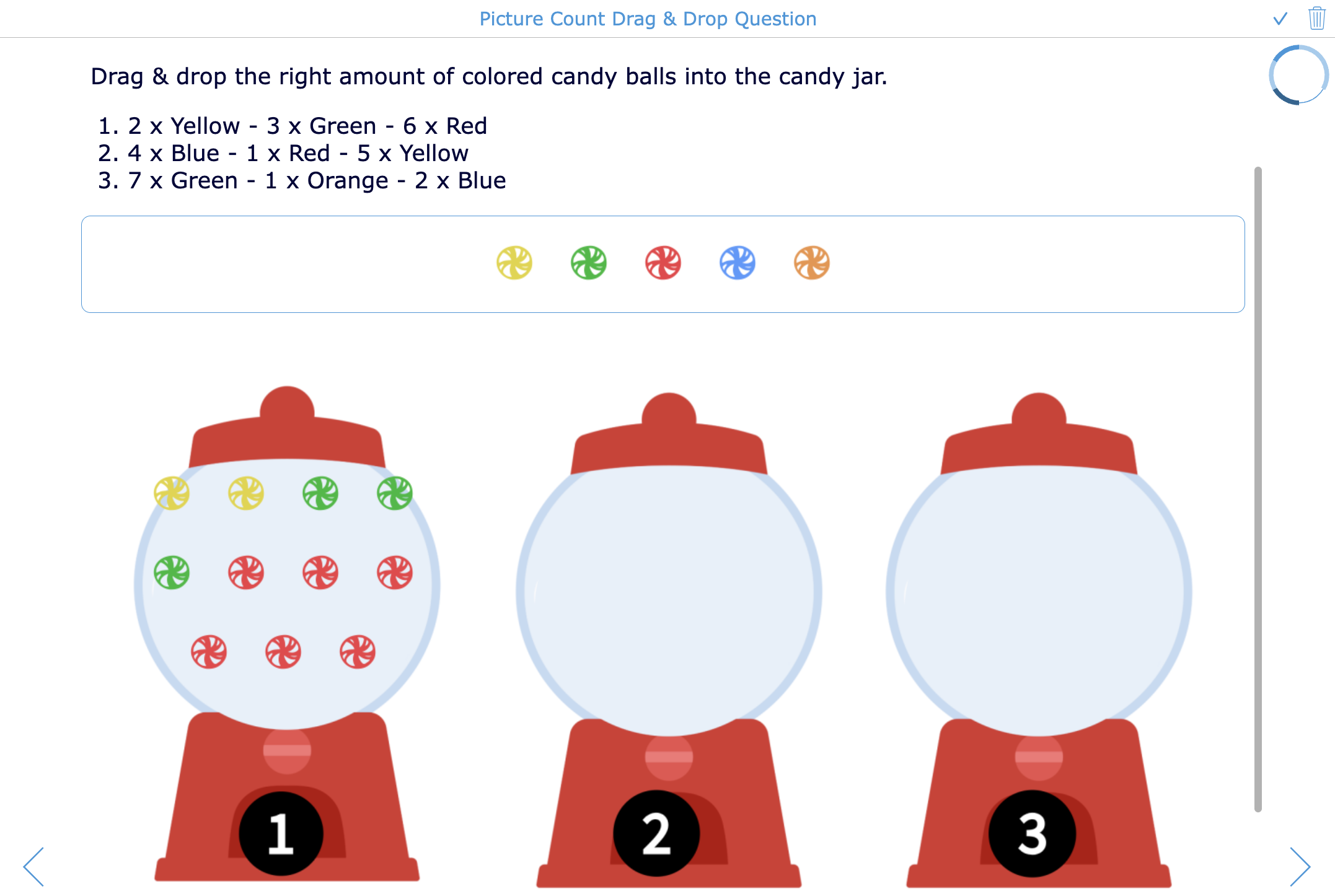 Open the ready-to-use BookWidgets quiz with Picture count drag and drop question examples