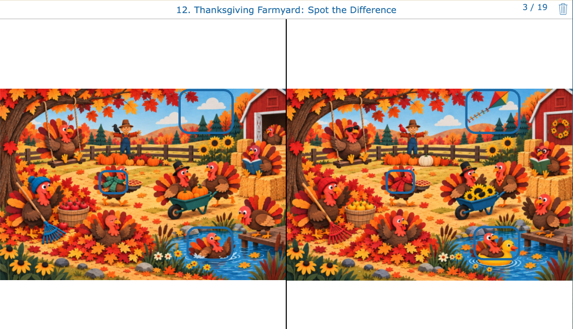 Thanksgiving Farmyard Spot the Difference