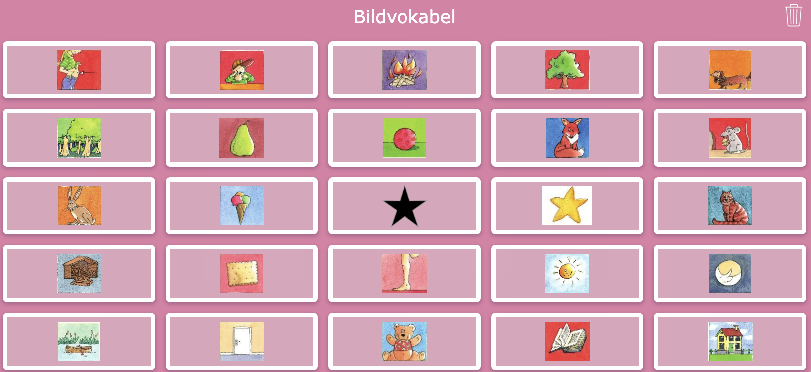 Bildvokabel-Bingo