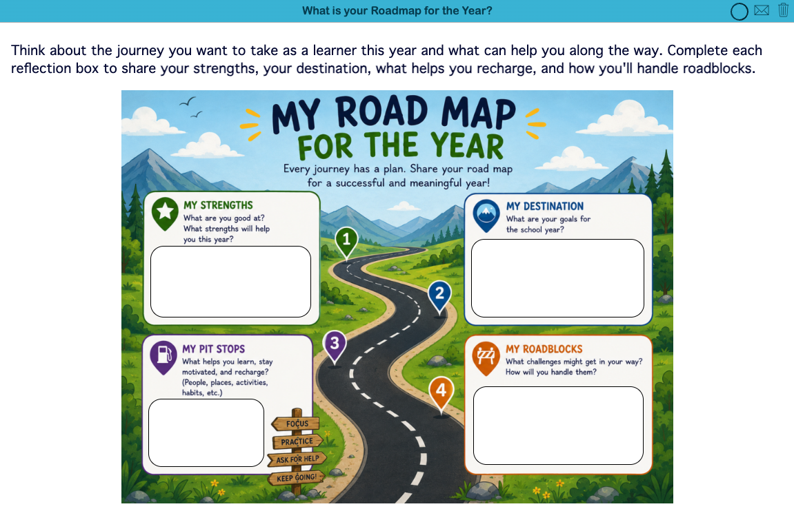 My Road Map for the Year back-to-school SEL check-in activity