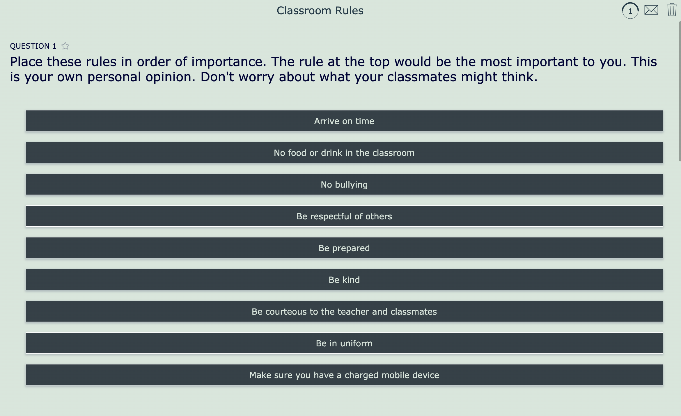 Digital classroom rules form