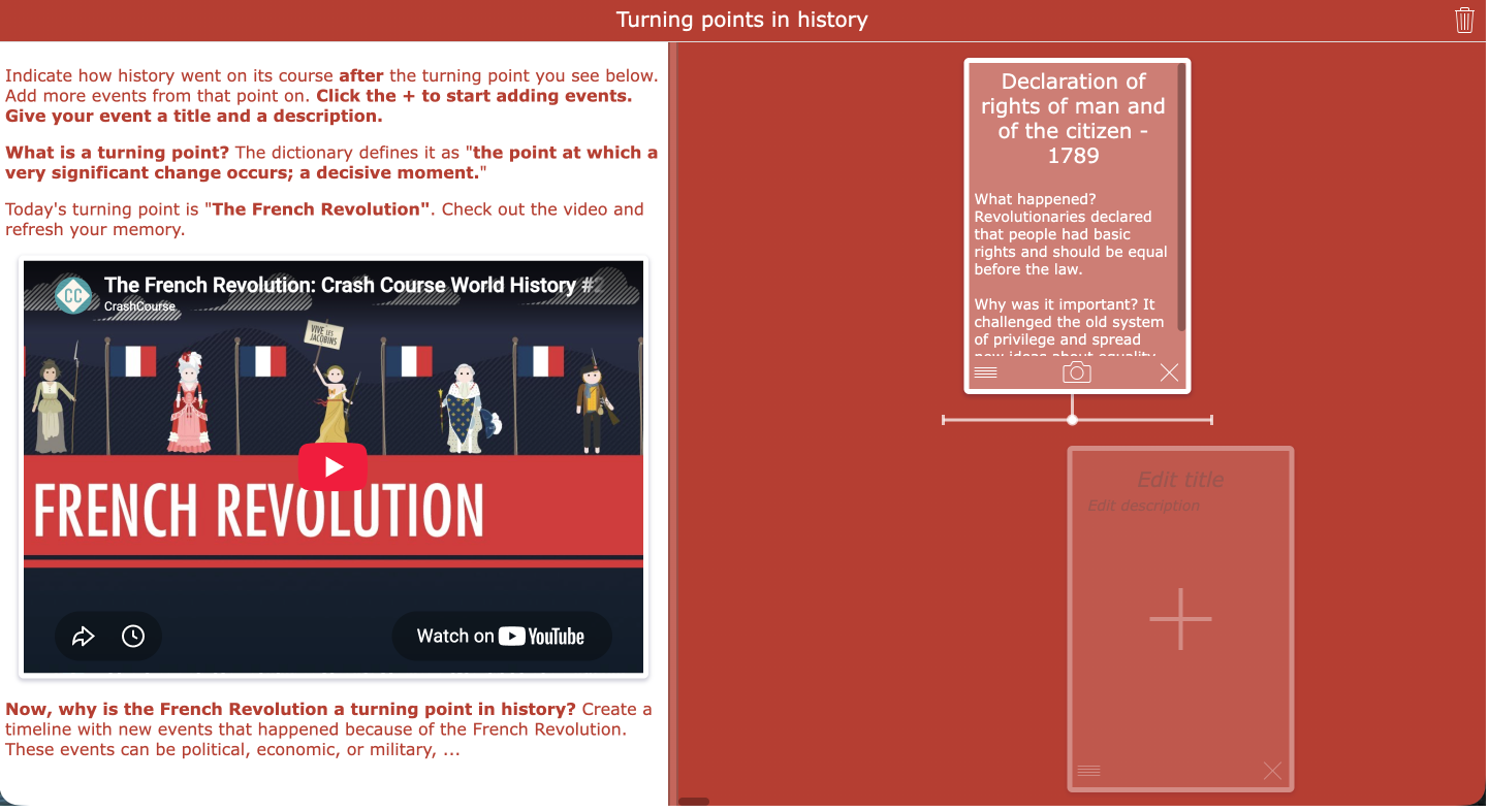 Timeline About Turning Points in History