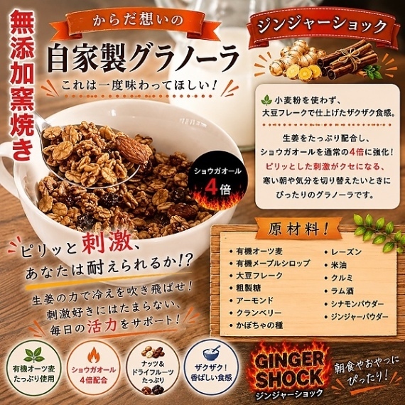 からだ想いの窯焼きグラノーラ　ジンジャーショック　200g×３袋