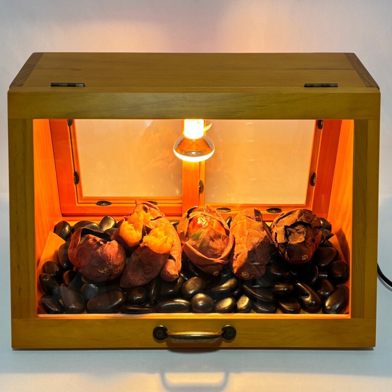 木製ホットショーケース 焼き芋保温ディスプレイケース【ナチュラル】