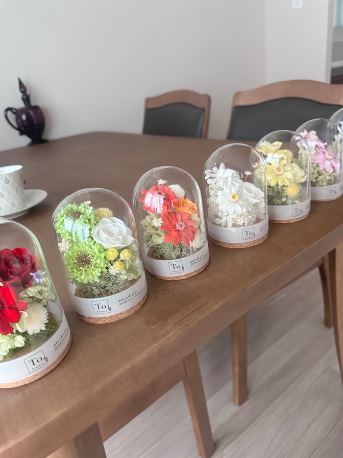 ガラスドームフラワー【7色から選べる】【父の日ギフト】お花を愛するお父様へ