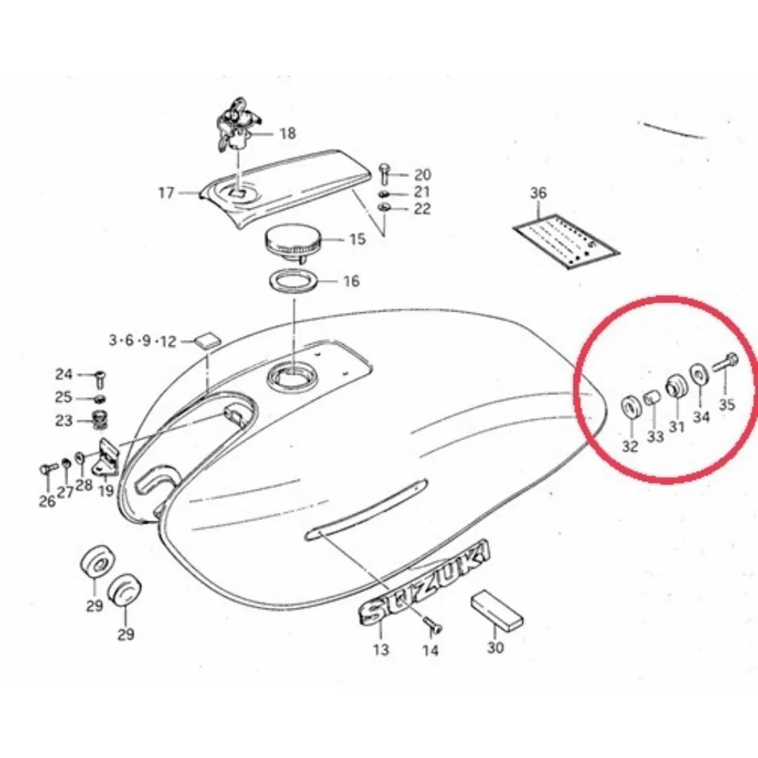 スズキ純正 GS400 タンク固定用ボルトセット タンククッションラバー ボルトセット カラー ゴム