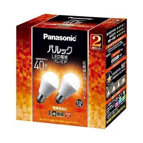 パナソニック パルック LED電球 40W形 電球色 2個入