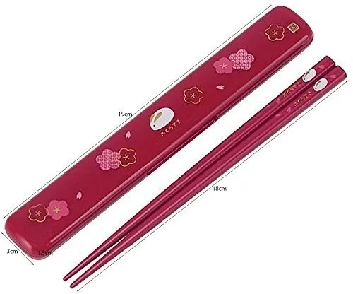 スケーター 箸 箸箱セット 18cm ふくうさぎ 朱 日本製