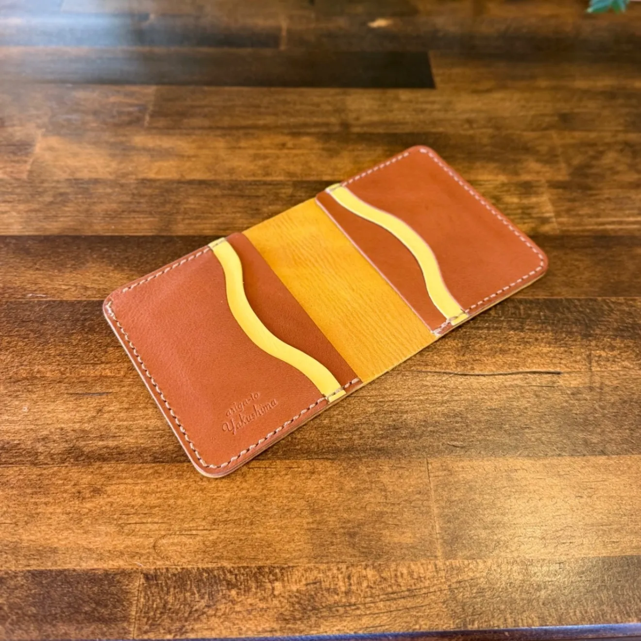 【屋久鹿革】家計管理Wallet／マスタード×ブラウン