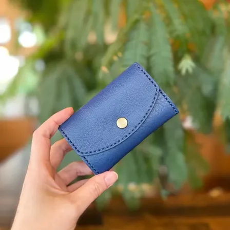 【蝦夷鹿革】究極のこぢんまり財布／ブルー
