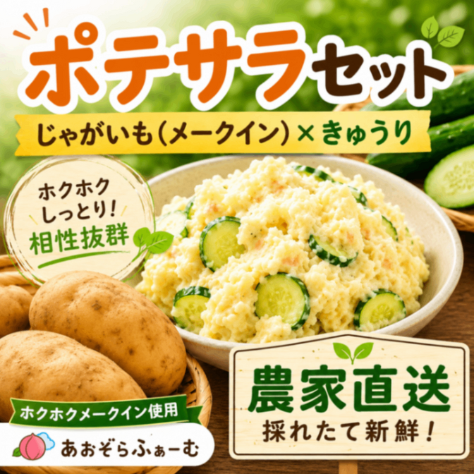 【ポテサラセット】じゃがいも(メークイン)×きゅうり／農家直送
