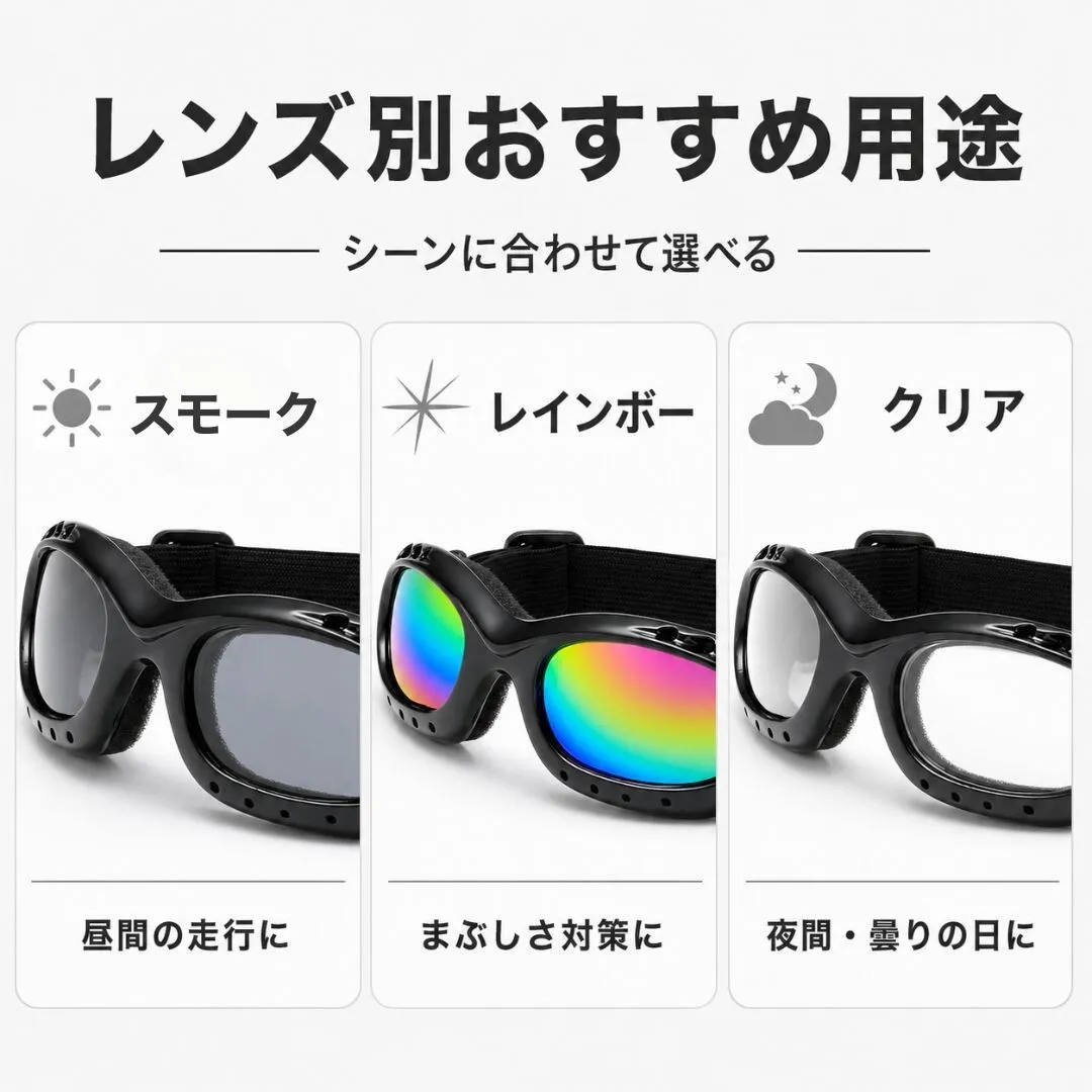 バイク用 サングラス 防風 防塵 UVカット ゴーグル 自転車 ロードバイク アウトドア バイク