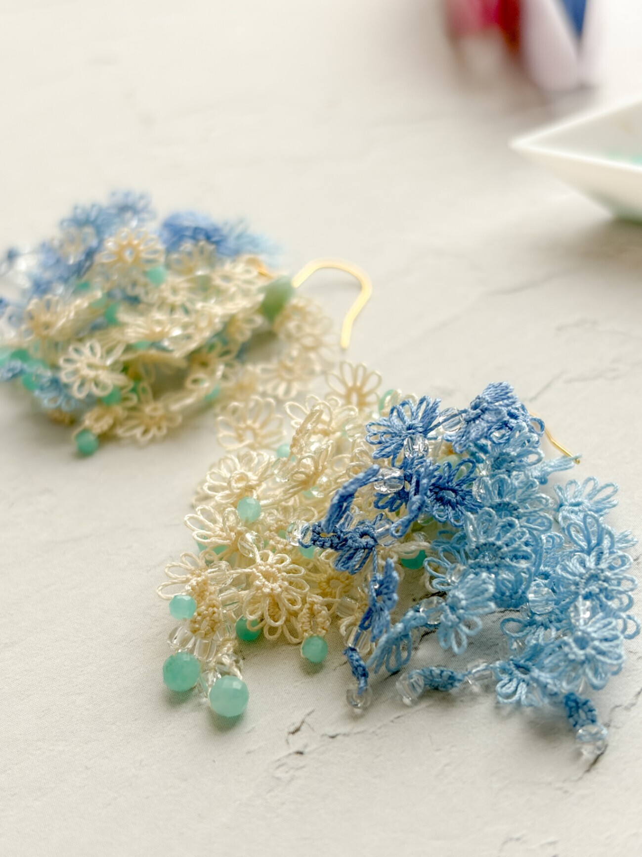 【ハンドメイド】波音の花束耳飾り