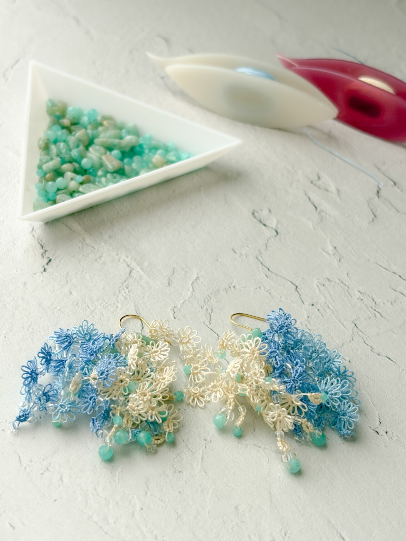 【ハンドメイド】波音の花束耳飾り