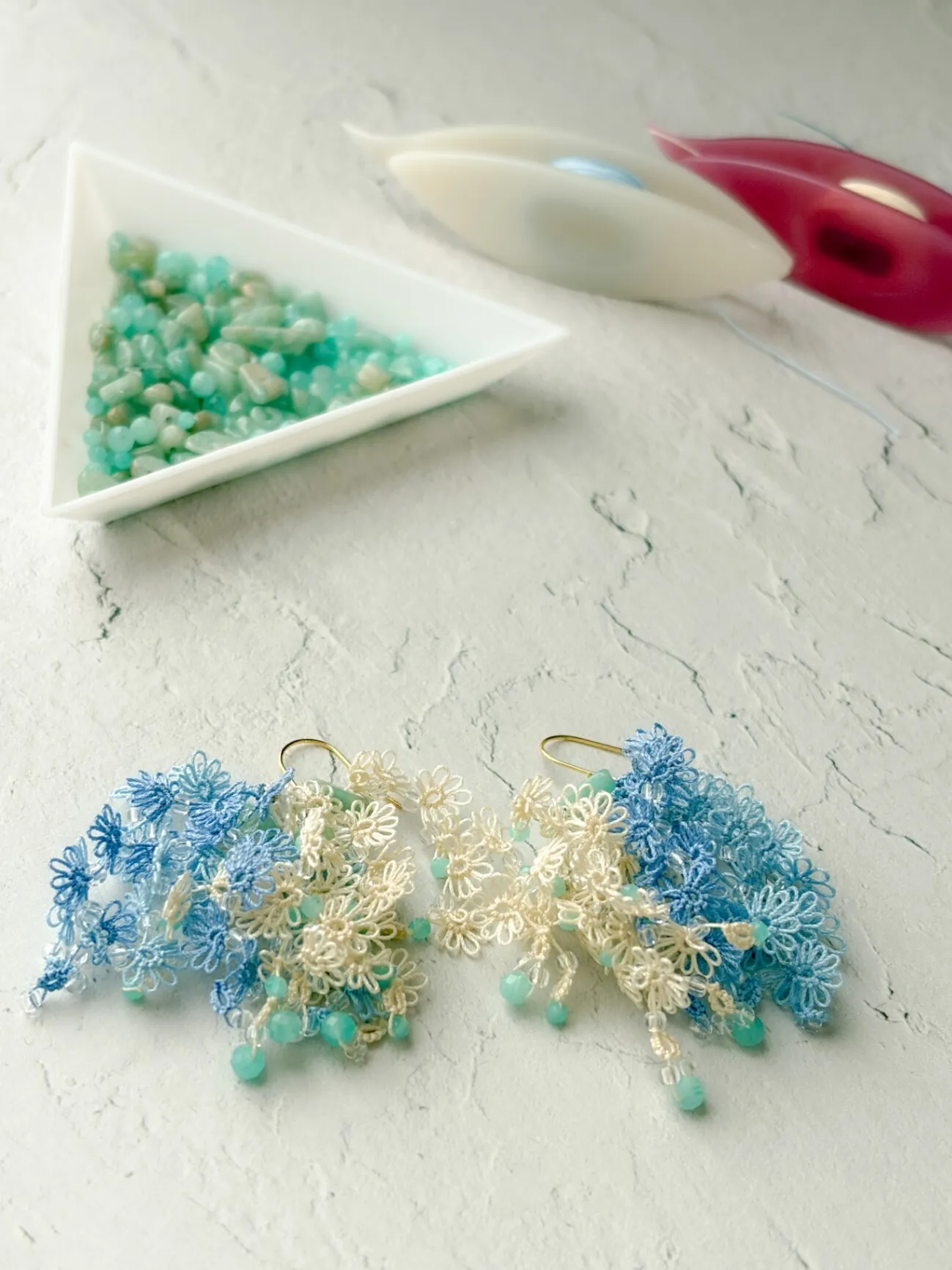 【ハンドメイド】波音の花束耳飾り