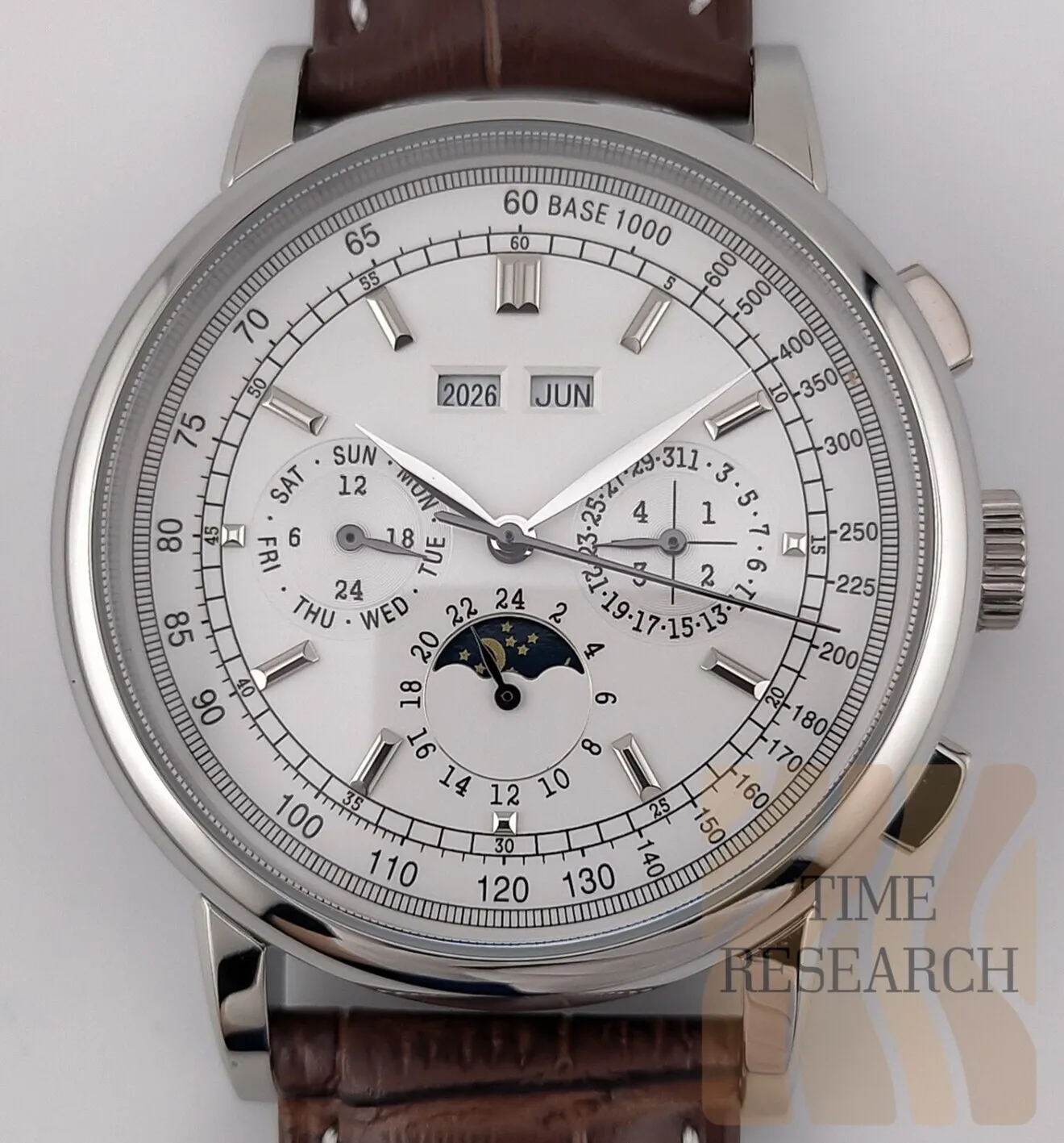 機械式複雑多機能を堪能【シーガル搭載/新品】裏スケ ４カレンダー 316L ①