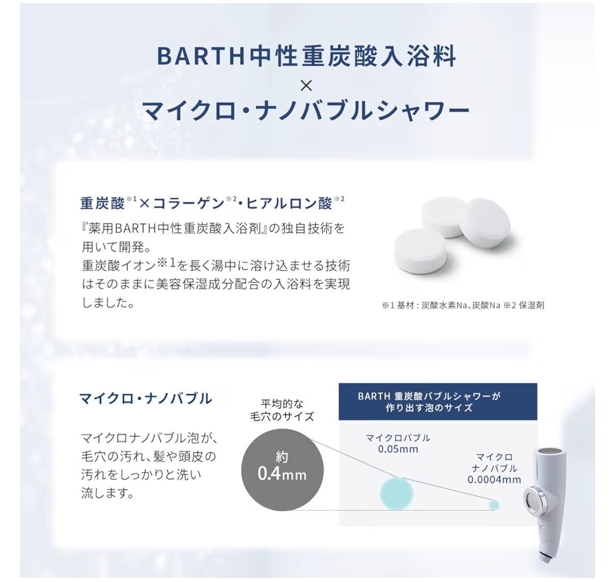 BARTH バース マイクロナノバブル シャワーヘッド ホワイト 