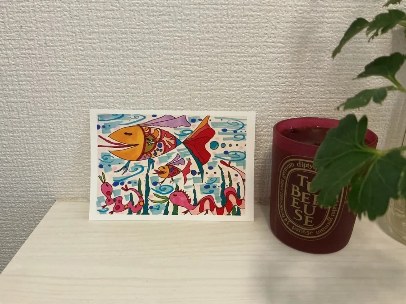 夏のアートポストカード8枚セット｜魚・亀・ひまわり｜HappyFloristArtオリジナル