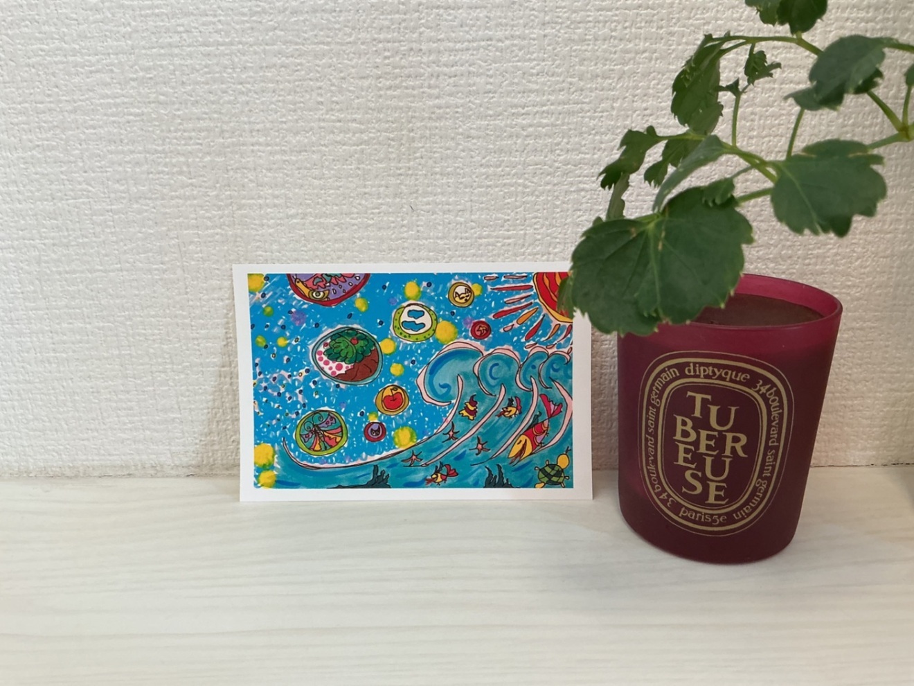 夏のアートポストカード8枚セット｜魚・亀・ひまわり｜HappyFloristArtオリジナル