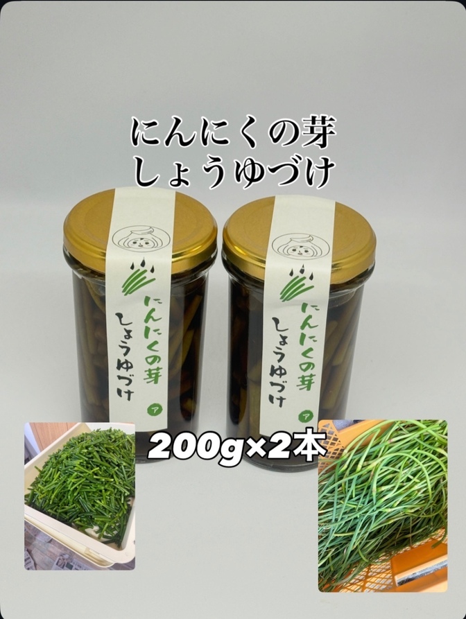 にんにくの芽醤油漬け
(200g×2本) 200本限定
農薬不使用、化学肥料不使用