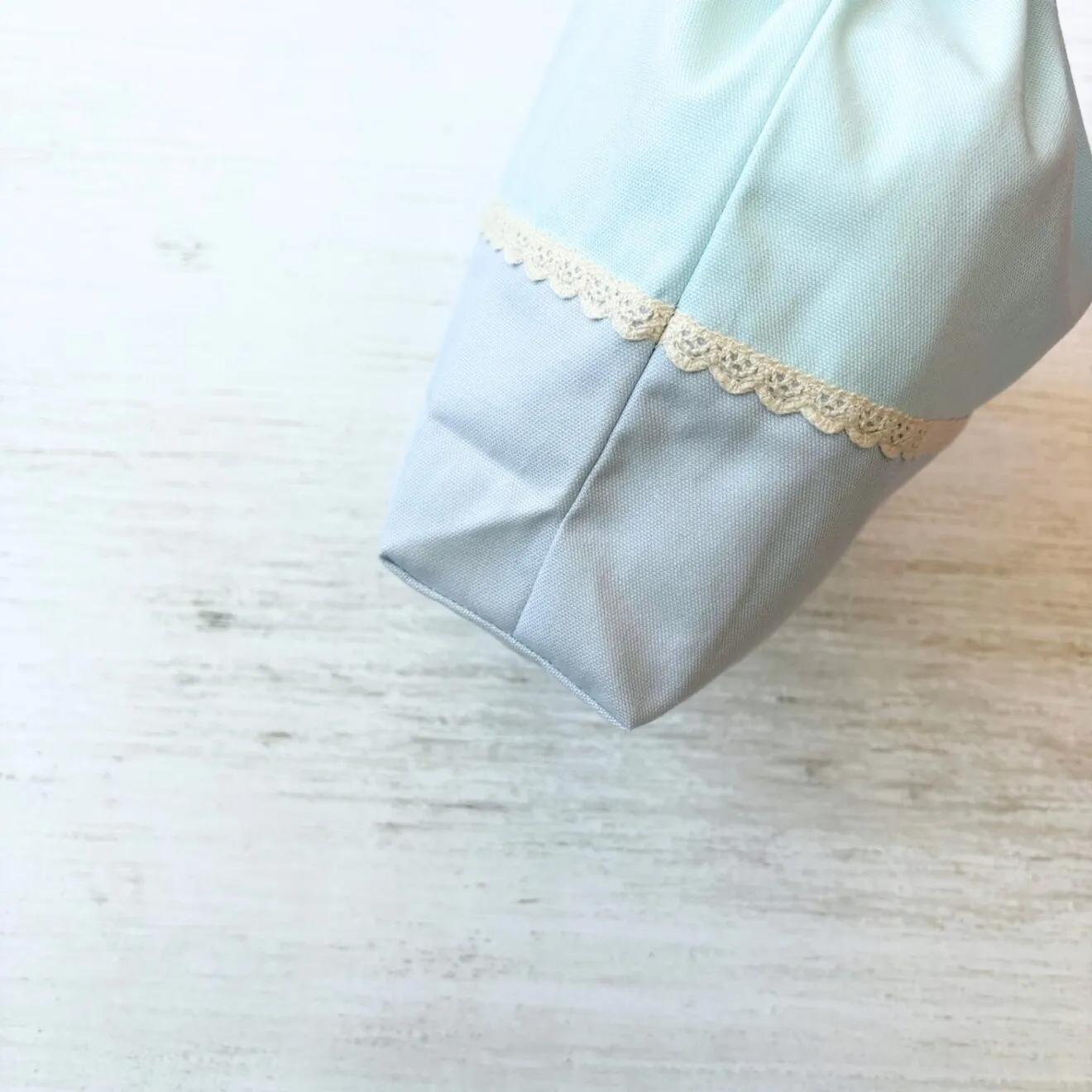 持ち手付き巾着（M・L・LL）｜アクアブルー＆スカイグレイ｜国産紀州オックスのお道具袋・体操服袋