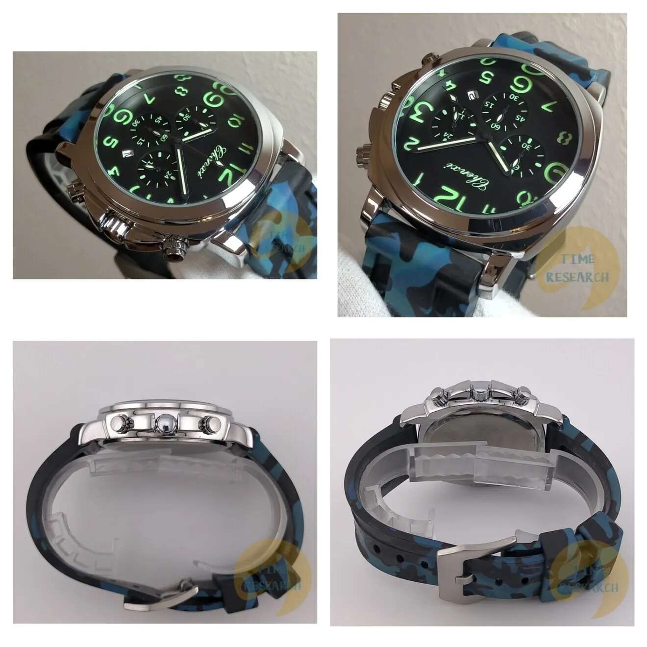 【待望のクロノグラフ搭載ミリタリー/新品】迷彩ラバー/フィッシュテールバックル①