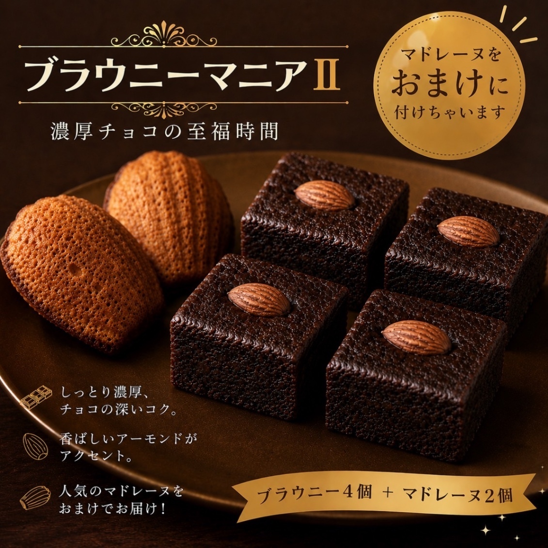 BAKEscape｜ブラウニーマニアⅡ〜濃厚ブラウニー4個＋おまけマドレーヌ2個（6/27製造）