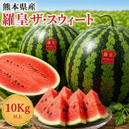 【熊本県産】羅皇ザ・スウィート 大玉スイカ 約10kg  大玉  夏の贅沢フルーツ
